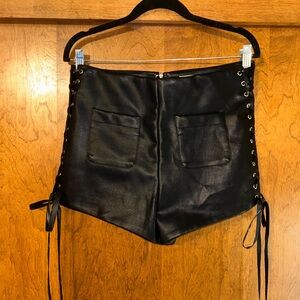 12th Tribe Black Lace-Up High Waist Shorts